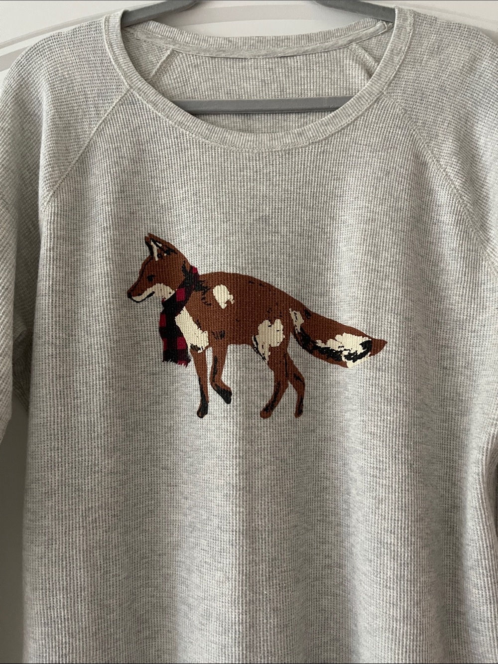 Eddie Bauer Fox Gray Waffle T Shirt Top Large